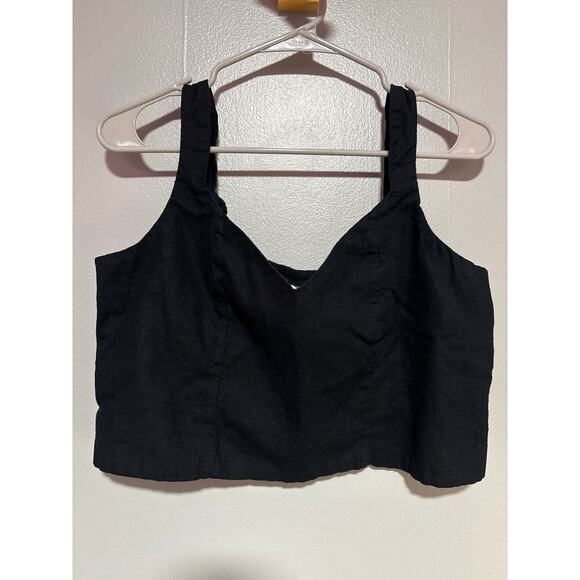 a new day Tops - A New Day Black Cropped Tank Top Smocked Back Bralette Style XL